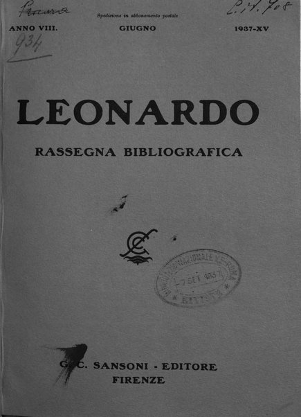 Leonardo rassegna mensile della coltura italiana