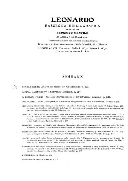 Leonardo rassegna mensile della coltura italiana