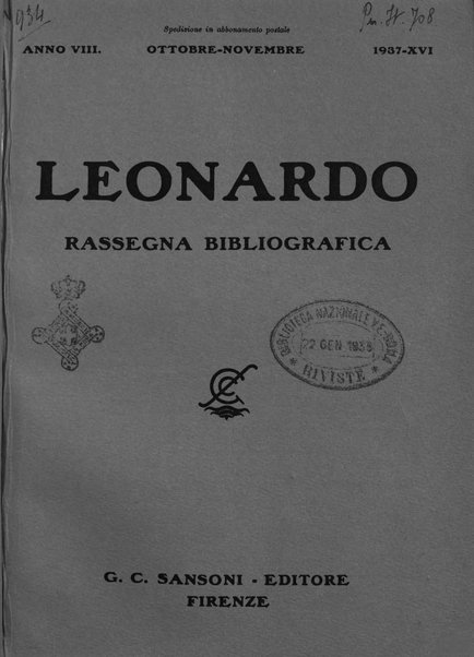 Leonardo rassegna mensile della coltura italiana