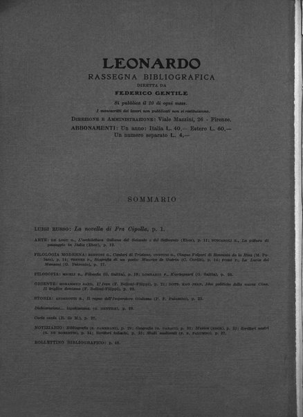 Leonardo rassegna mensile della coltura italiana