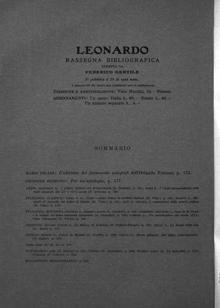 Leonardo rassegna mensile della coltura italiana