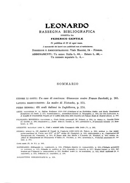 Leonardo rassegna mensile della coltura italiana