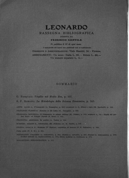 Leonardo rassegna mensile della coltura italiana