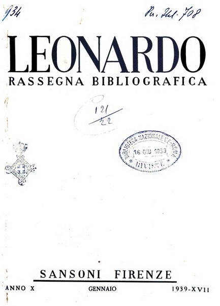 Leonardo rassegna mensile della coltura italiana