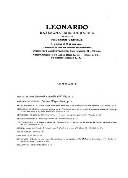 Leonardo rassegna mensile della coltura italiana