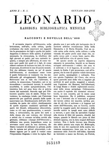 Leonardo rassegna mensile della coltura italiana