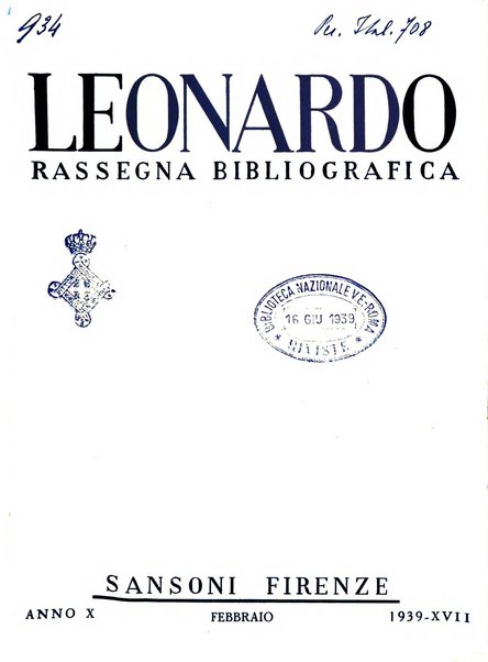 Leonardo rassegna mensile della coltura italiana