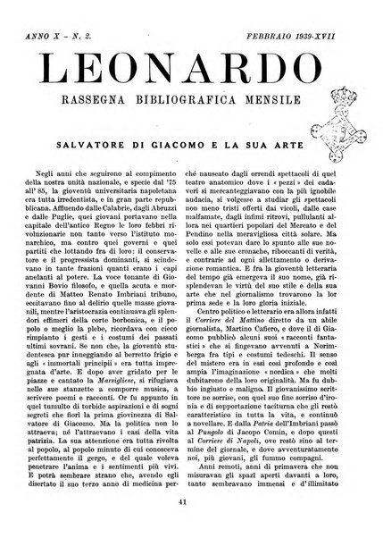 Leonardo rassegna mensile della coltura italiana