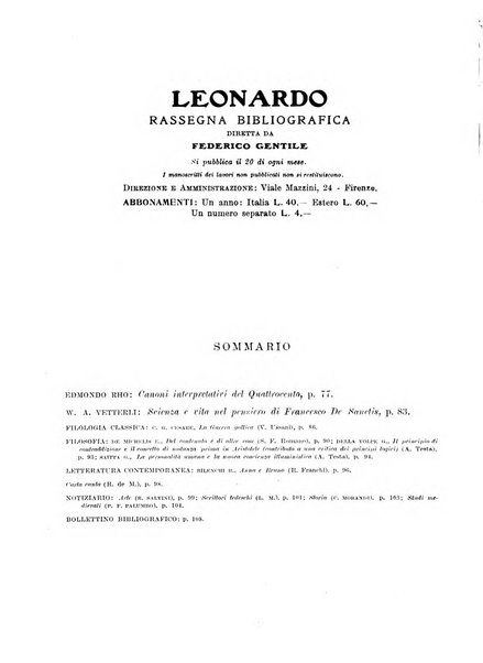 Leonardo rassegna mensile della coltura italiana