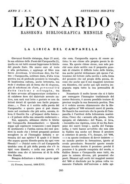 Leonardo rassegna mensile della coltura italiana