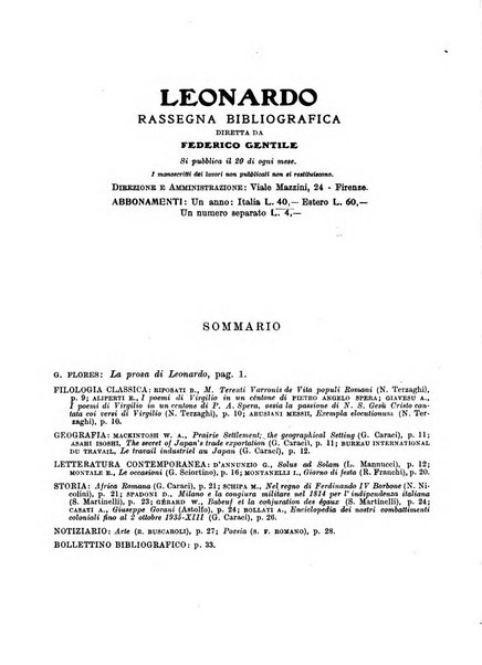 Leonardo rassegna mensile della coltura italiana