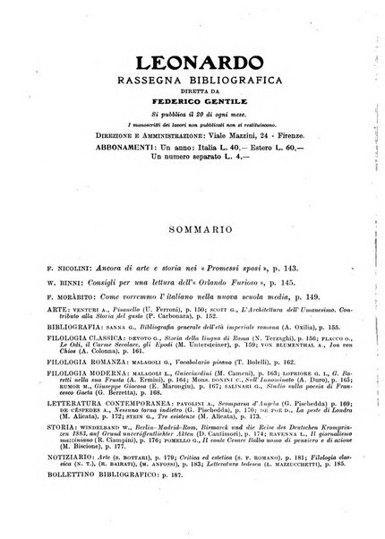 Leonardo rassegna mensile della coltura italiana