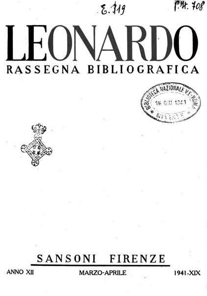 Leonardo rassegna mensile della coltura italiana