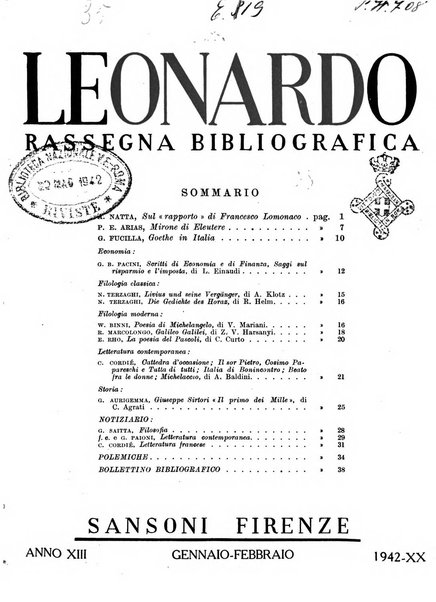 Leonardo rassegna mensile della coltura italiana