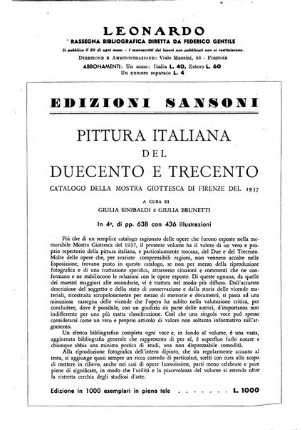 Leonardo rassegna mensile della coltura italiana