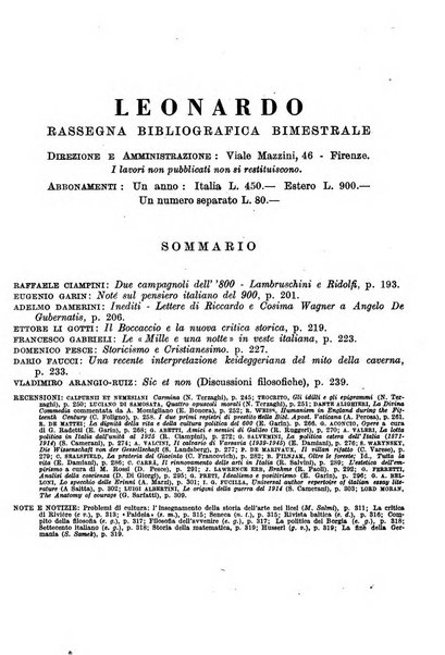 Leonardo rassegna mensile della coltura italiana