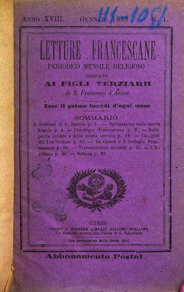 Letture francescane periodico mensile religioso dedicato ai figli terziarii di san Francesco d'Assisi