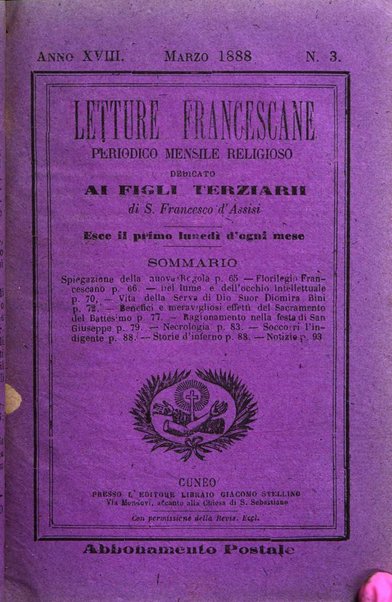 Letture francescane periodico mensile religioso dedicato ai figli terziarii di san Francesco d'Assisi