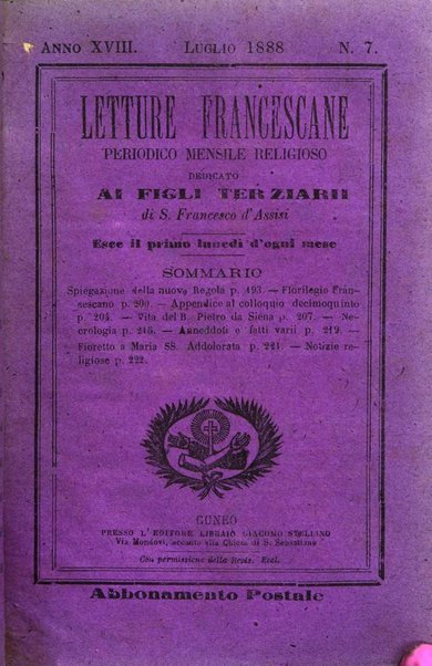 Letture francescane periodico mensile religioso dedicato ai figli terziarii di san Francesco d'Assisi