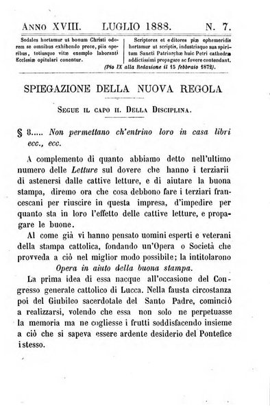 Letture francescane periodico mensile religioso dedicato ai figli terziarii di san Francesco d'Assisi