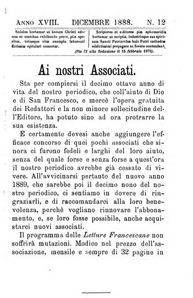 Letture francescane periodico mensile religioso dedicato ai figli terziarii di san Francesco d'Assisi