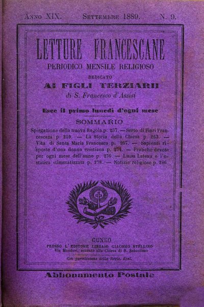 Letture francescane periodico mensile religioso dedicato ai figli terziarii di san Francesco d'Assisi