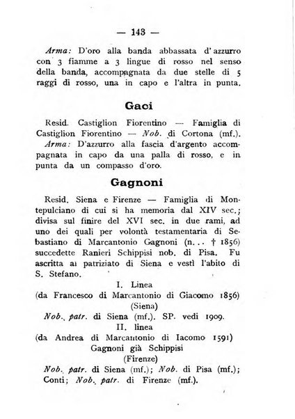 Il libro d'oro della Toscana pubblicazione dell'Ufficio araldico, Archivio genealogico di Firenze