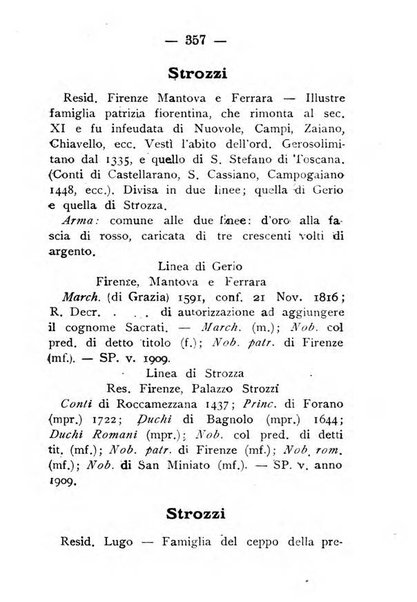 Il libro d'oro della Toscana pubblicazione dell'Ufficio araldico, Archivio genealogico di Firenze