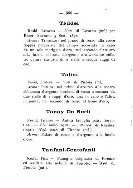 Il libro d'oro della Toscana pubblicazione dell'Ufficio araldico, Archivio genealogico di Firenze