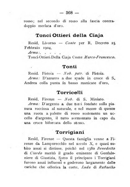 Il libro d'oro della Toscana pubblicazione dell'Ufficio araldico, Archivio genealogico di Firenze