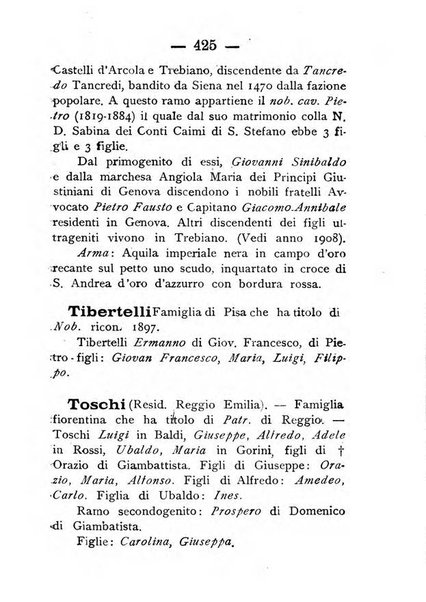 Il libro d'oro della Toscana pubblicazione dell'Ufficio araldico, Archivio genealogico di Firenze