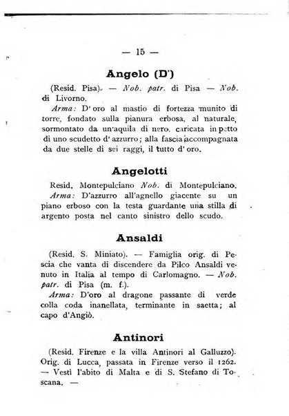 Il libro d'oro della Toscana pubblicazione dell'Ufficio araldico, Archivio genealogico di Firenze