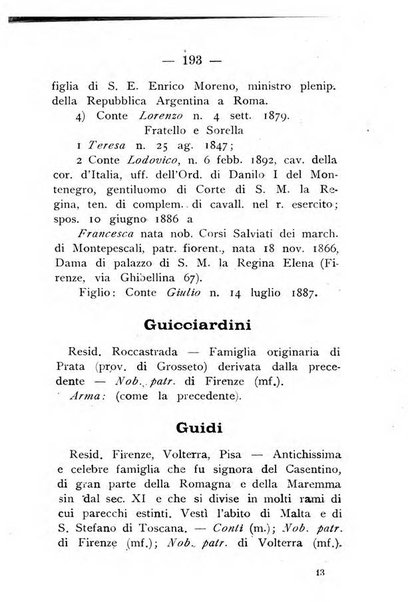 Il libro d'oro della Toscana pubblicazione dell'Ufficio araldico, Archivio genealogico di Firenze