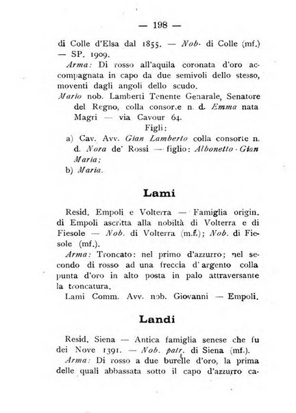 Il libro d'oro della Toscana pubblicazione dell'Ufficio araldico, Archivio genealogico di Firenze