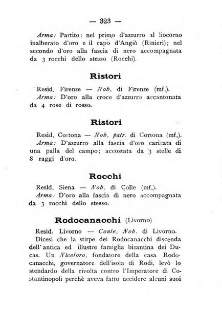 Il libro d'oro della Toscana pubblicazione dell'Ufficio araldico, Archivio genealogico di Firenze