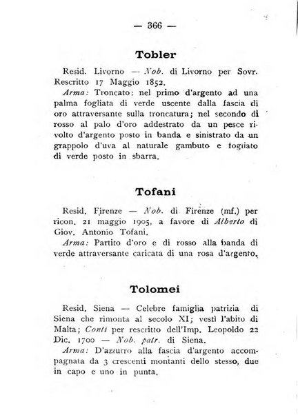 Il libro d'oro della Toscana pubblicazione dell'Ufficio araldico, Archivio genealogico di Firenze