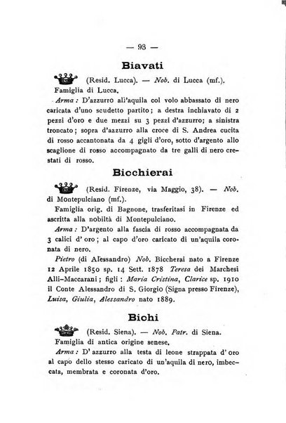 Il libro d'oro della Toscana pubblicazione dell'Ufficio araldico, Archivio genealogico di Firenze