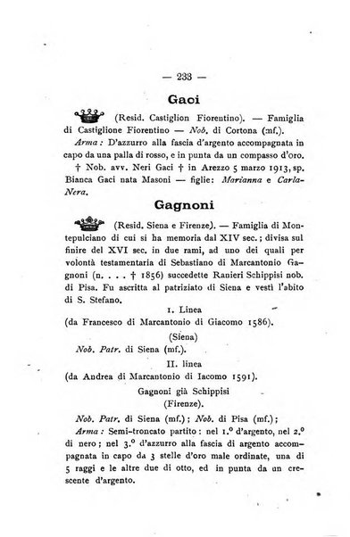 Il libro d'oro della Toscana pubblicazione dell'Ufficio araldico, Archivio genealogico di Firenze