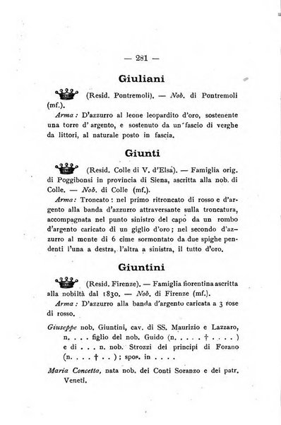 Il libro d'oro della Toscana pubblicazione dell'Ufficio araldico, Archivio genealogico di Firenze