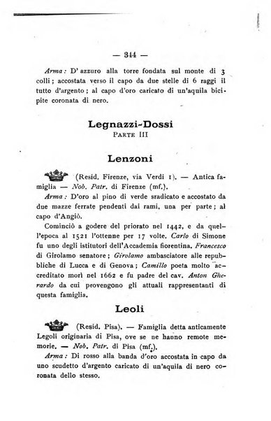 Il libro d'oro della Toscana pubblicazione dell'Ufficio araldico, Archivio genealogico di Firenze