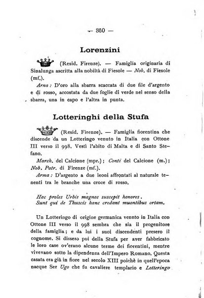 Il libro d'oro della Toscana pubblicazione dell'Ufficio araldico, Archivio genealogico di Firenze