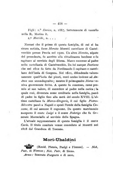 Il libro d'oro della Toscana pubblicazione dell'Ufficio araldico, Archivio genealogico di Firenze