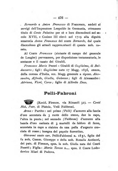 Il libro d'oro della Toscana pubblicazione dell'Ufficio araldico, Archivio genealogico di Firenze