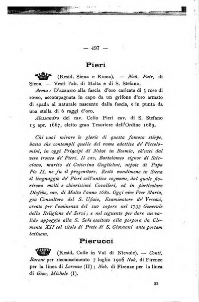 Il libro d'oro della Toscana pubblicazione dell'Ufficio araldico, Archivio genealogico di Firenze