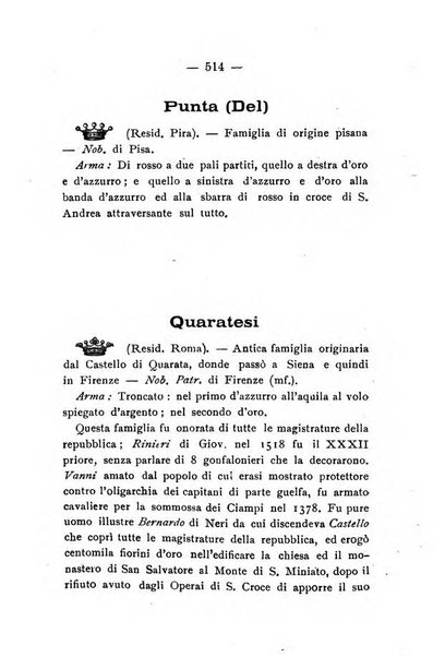 Il libro d'oro della Toscana pubblicazione dell'Ufficio araldico, Archivio genealogico di Firenze