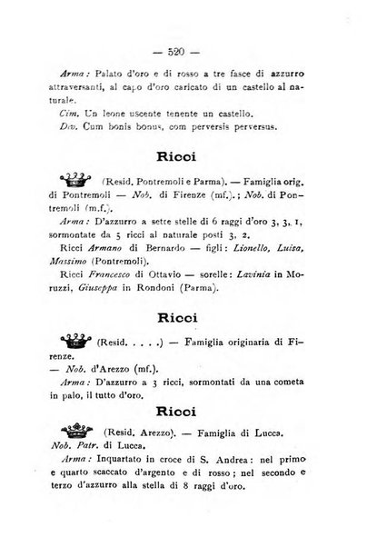 Il libro d'oro della Toscana pubblicazione dell'Ufficio araldico, Archivio genealogico di Firenze