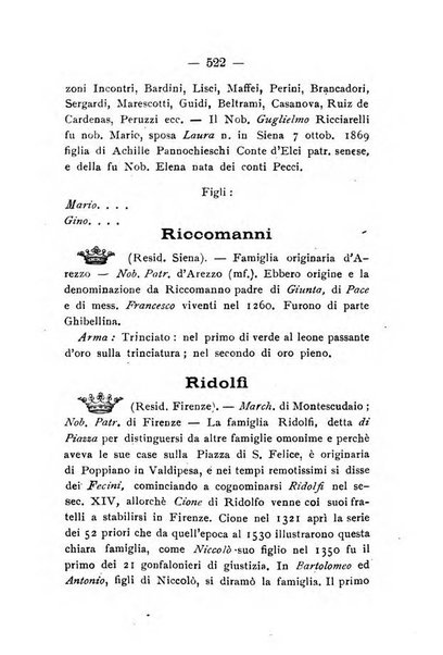 Il libro d'oro della Toscana pubblicazione dell'Ufficio araldico, Archivio genealogico di Firenze