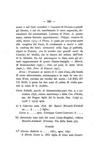 Il libro d'oro della Toscana pubblicazione dell'Ufficio araldico, Archivio genealogico di Firenze