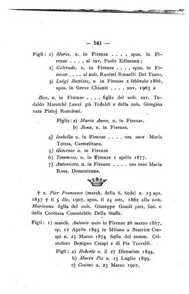 Il libro d'oro della Toscana pubblicazione dell'Ufficio araldico, Archivio genealogico di Firenze