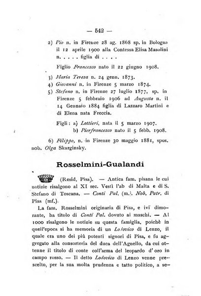 Il libro d'oro della Toscana pubblicazione dell'Ufficio araldico, Archivio genealogico di Firenze